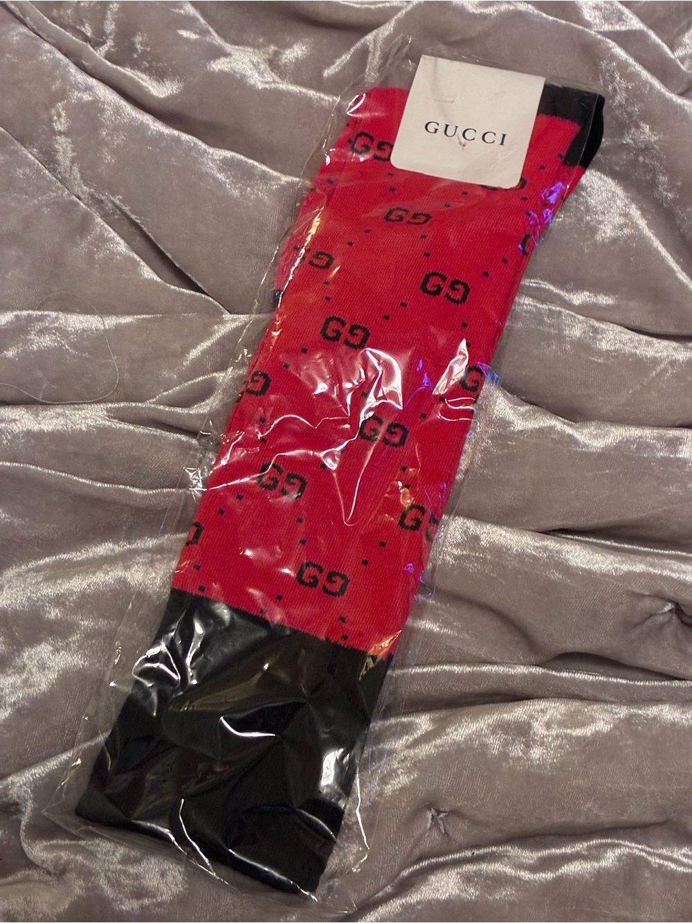 Red & Black Logo Knit Socks